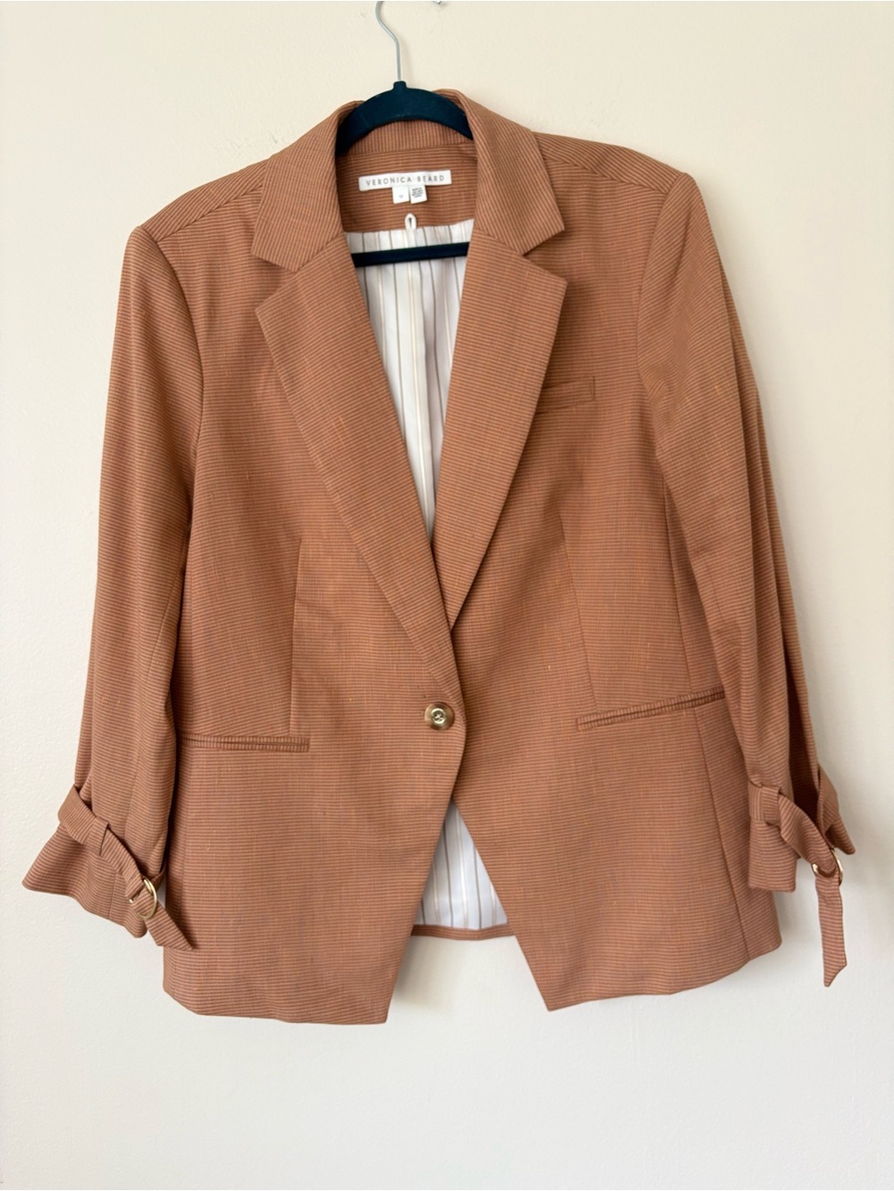Veronica Beard Rust Tan Blazer with Tie-Cuff Sleeves